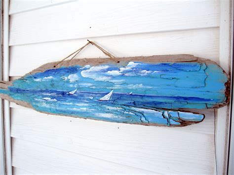 Large Painted Driftwood Wall Hanging Painted Driftwood Lake Etsy