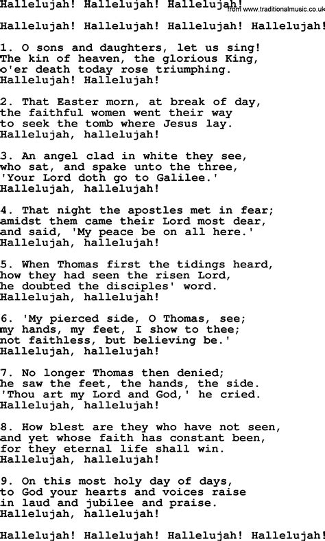 Presbyterian Hymn Hallelujah Hallelujah Hallelujah Lyrics And Pdf