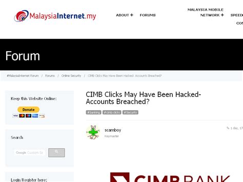 Please update your existing browser to the latest version or download the latest chrome or safari browser to. CIMB Clicks May Have Been Hacked- Accounts Breached ...
