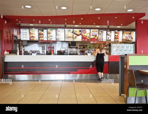 Kfc Fast Food Restaurant Counter Service London England Uk Stock
