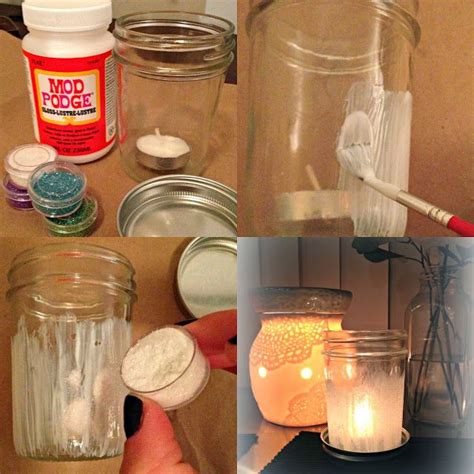 A Work In Progress Diy Glittered Mason Jar Glitter Mason Jars Crafts With Glass Jars