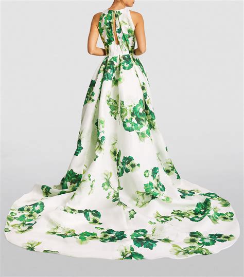 Womens Monique Lhuillier Green Floral Ball Gown Harrods Uk