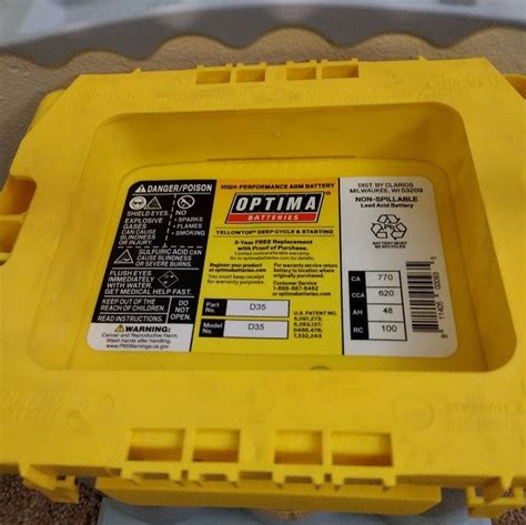 Optima D35 Yellow Top Battery Ebay