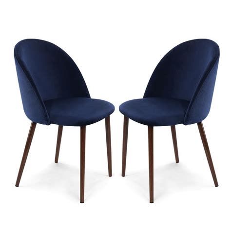 Edgemod Sedona Space Blue Velvet Dining Chair Set Of 2 Hd 373 Blu W