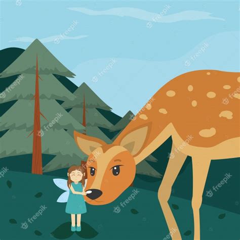 Premium Vector Forest Fairy With Deer