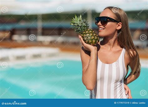 Colorful Portrait Of Young Attractive Woman Wearing Stylish Sunglasses