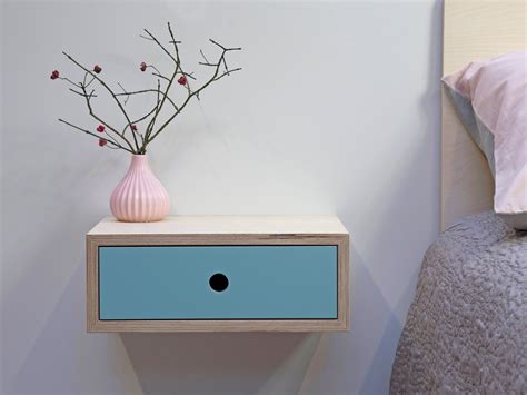 Modern Floating Nightstand With Drawer Plywood Scandinavian Bedside