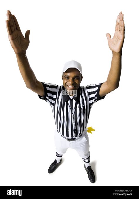 Referee touchdown signal smiling Stock Photo - Alamy