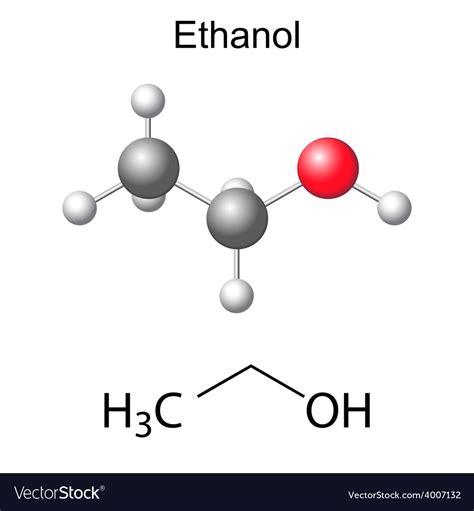 Structural Chemical Formula And Model Of Ethanol Vector Image