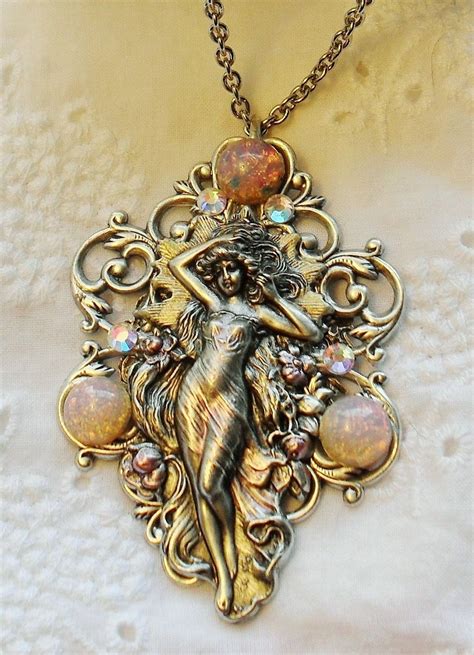 Art Nouveau Jewelry Lady Pendant Necklace 5800 Via Etsy Bijoux Etsy Art Nouveau