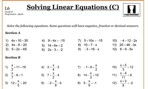 Image Result For Grade 9 Math Worksheets Linear Equations Word Problem