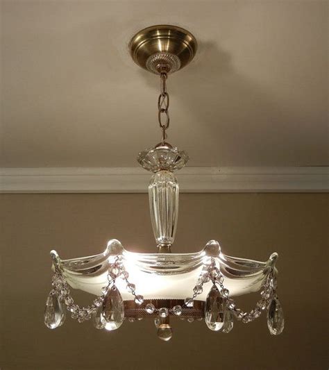 Our ceiling lights are perfect for kitchens aged wood beaded semi flush ceiling light. Vintage Chandelier Crystal Beaded Drape 1930's Antique ...