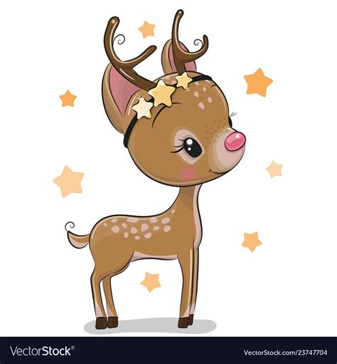 Cute Christmas Deer Isolated On A White Background