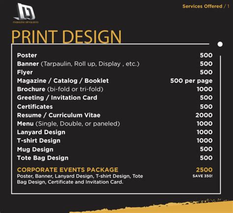 How To Create A Freelance Rate Card 8 Examples For Inspiration