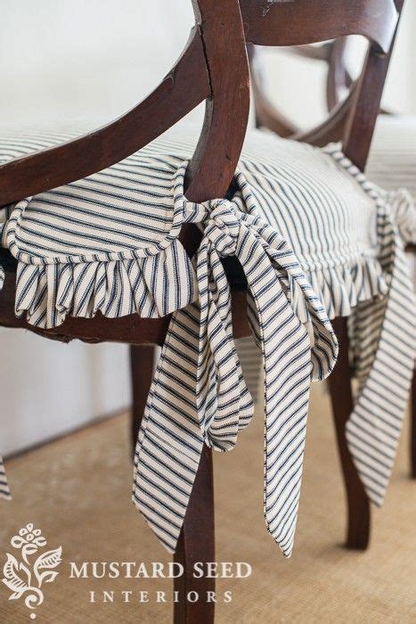 I enjoy reading your blog. the chairs with the ticking skirts | Miss Mustard Seed ...
