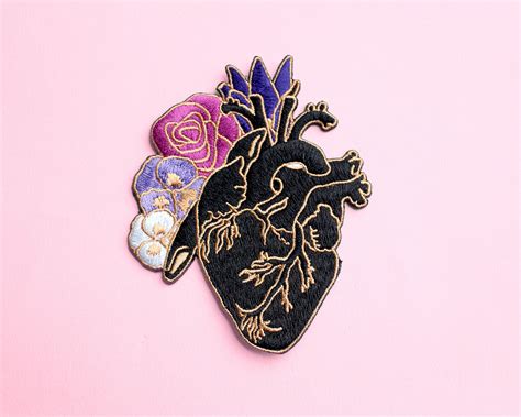anatomical heart iron on patch embroidered patch back patch etsy