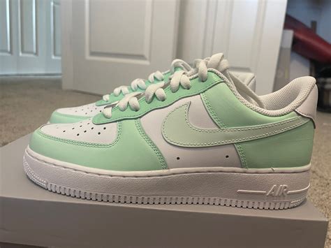 Mint Multicolored Custom Nike Air Force 1 Mint Green Etsy