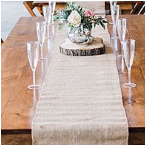 Burlap Table Runners Elegant On Harvest Tables For This Farmyard Shed