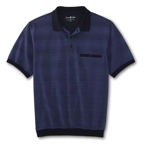 David Taylor Collection Mens Banded Bottom Polo Shirt Striped