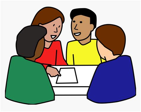 4 People Talking Small Group Discussion Cartoon Hd Png Download