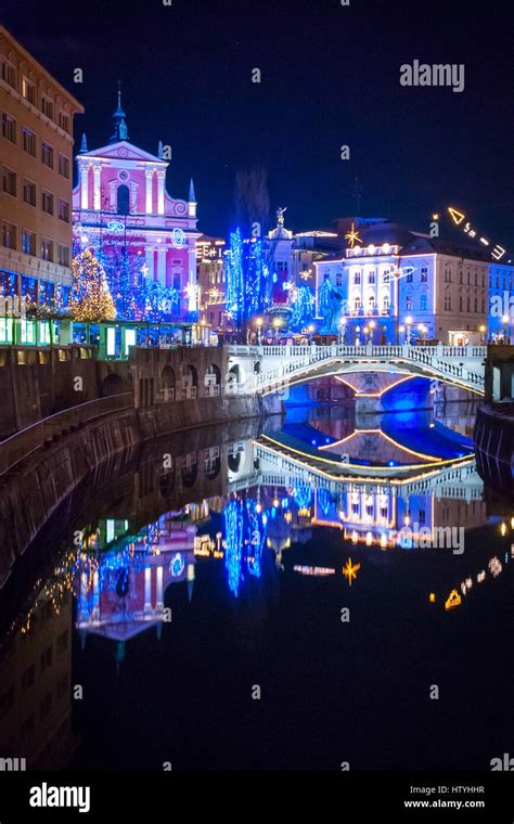 Ljubljana Capital Of Slovenia In Christmas Decoration Stock Photo Alamy