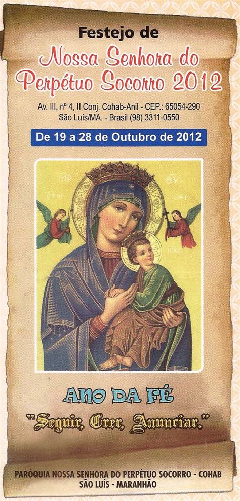 Indica, portanto, o perpétuo socorro: iCatolica.com: Programação do Festejo de Nossa Senhora do ...