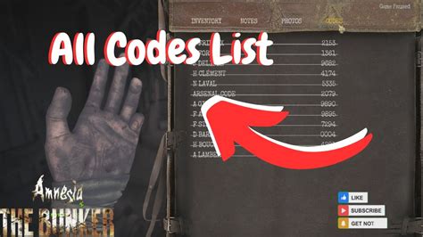 Amnesia The Bunker All Locker Codes List All Safe Codes YouTube