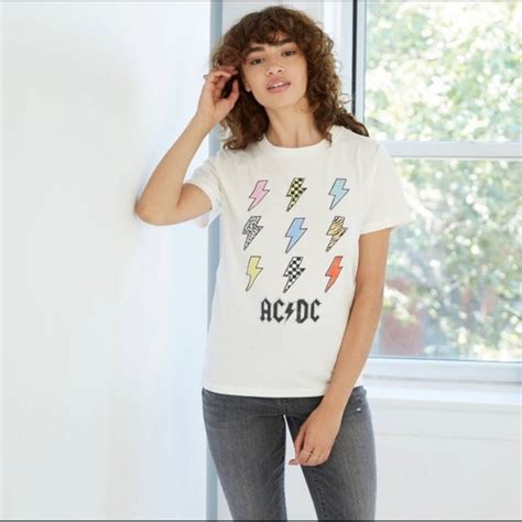 Target Tops Acdc Lightning Bolt Boyfriend Short Sleeve Graphic