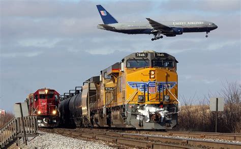 Locomotives And Jet Plane Train Photography Train United Airlines