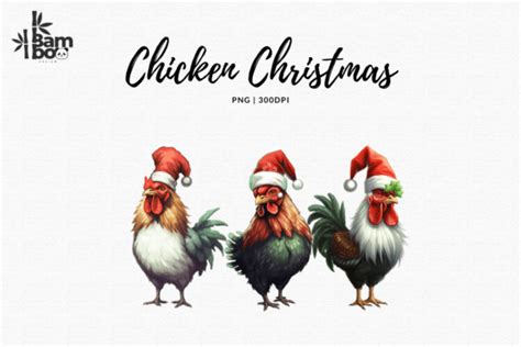 Cartoon Christmas Chickens Clip Art Graphic By Bamboodesign · Creative