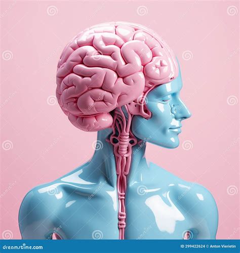 Blue Plastic Mannequin with Huge Pink Brain. this Digital Darling