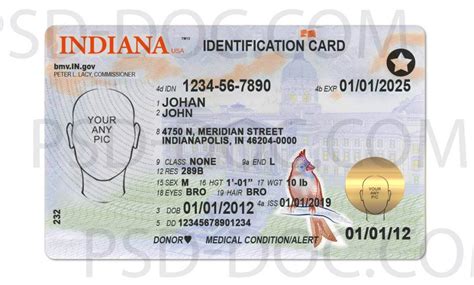 Usa Indiana Driver License Front Back Psd Store