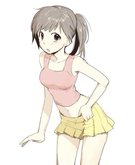Kawai Makoto Original Commentary Request 1girl Adjusting Clothes Adjusting Skirt Breasts