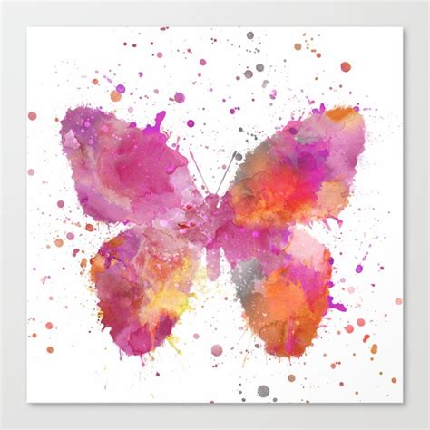 Artsy Butterfly Colorful Watercolor Art Canvas Print By Lebensart