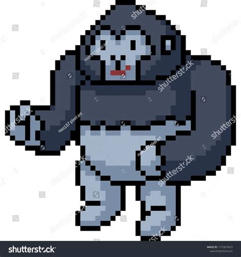 Vector Pixel Art Gorilla Doll Isolated Cartoonr Ad Ad Artpixel