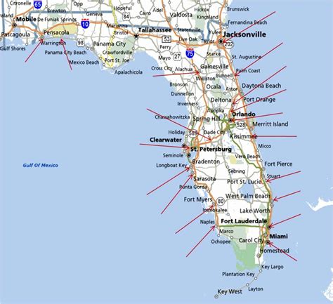 Map Of Florida Cities And Beaches Printable Maps