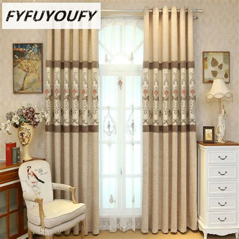 Europe Luxury Embroidered Blackout Curtain Jacquard Window Curtains For