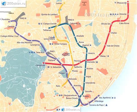 Área metropolitana de lisboa (mit den landkreisen alcochete, almada, amadora, barreiro, cascais, lissabon, loures, mafra, moita, montijo, odivelas, oeiras, palmela, seixal, sesimbra, setúbal, sintra. Схема метро Лиссабона | Metro map of Lisbon