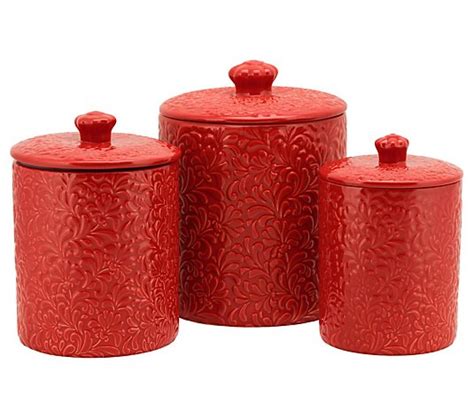 10 Strawberry Street 3 Piece Ceramic Fleur Canister Set