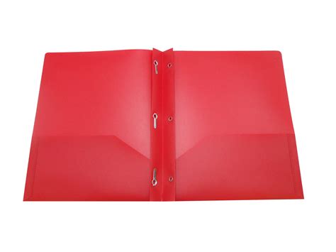 Pen Gear 2 Pocket Poly Folder With Prongs Red