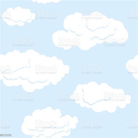 Langit Biru Dan Awan Putih Pola Mulus Latar Belakang Vektor Ilustrasi