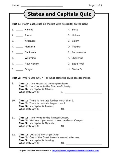 6 Best Images Of 50 States And Capitals Worksheet 50 States And