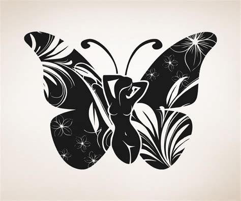Vinyl Wall Decal Sticker Lady Butterfly Osaa864