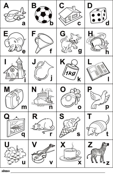 Nosso Espaço Da Educação Alfabeto Ilustrado Letra Bastão E Cursiva