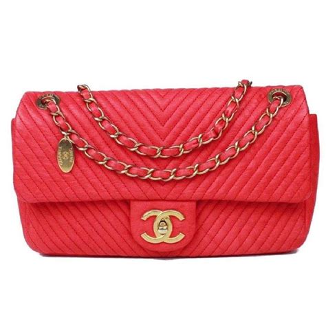 Chanel Jumbo Red Chevron Flap Bag