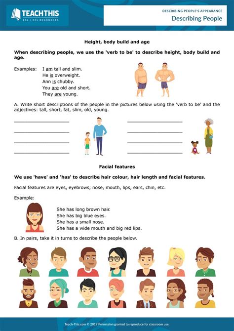 Esl Describing People Lesson Reading Writing Listening And Speaking