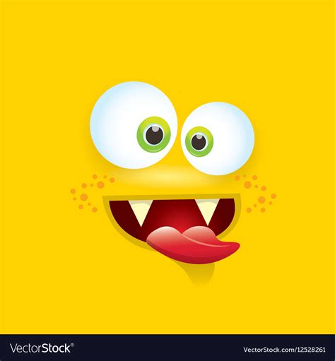 Orange Funny Comic Monster Face Royalty Free Vector Image