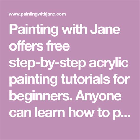 Painting With Jane Offers Free Step By Step Acrylic Painting Tutorials