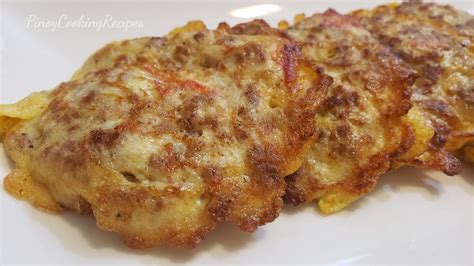 Tortang Giniling Is A Filipino Omelette With Ground Meat And Eggs Pan