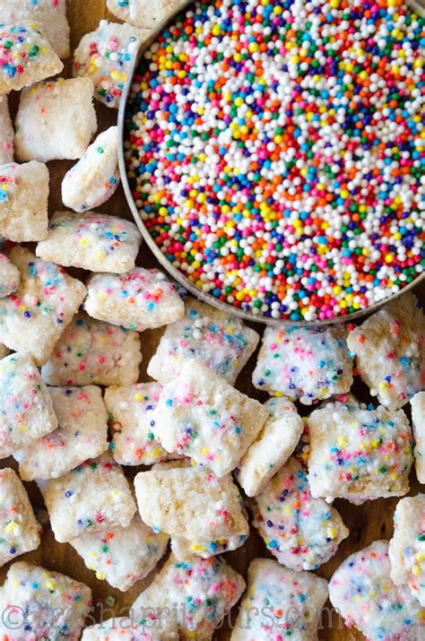 Only 4 ingredients (no butter) and a few minutes results in an irresistible dessert loaded with chocolate and peanut butter! Cake Batter Puppy Chow | Recipe | Snack mix recipes, Puppy ...